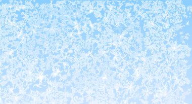 Frozen winter frost background. Abstract icy vector pattern in white and blue color. Frost-covered glass texture on a chilly winter morning clipart