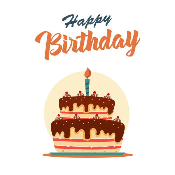 Geburtstagskarte Mit Kuchen Auf Weißem Hintergrund Vektor Folge — Stockvektor