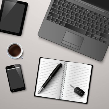 Creative business design workspace mock up with diary vector eps 10