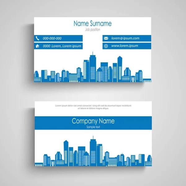 Cartão Visita Com Silhueta Cidade Vetor Design Azul Eps — Vetor de Stock