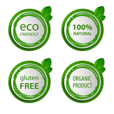 Yeşil tasarım vektöründe eko etiket simgeleri 10