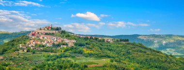 Panoramic view of famous small old town Motovun on picturesque hill. Istria, Croatia clipart