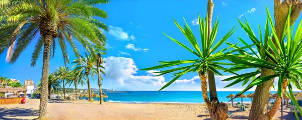 Panoramatický Výhled Slavnou Pláž Malagueta Malaze Costa Del Sol Andalusie — Stock fotografie