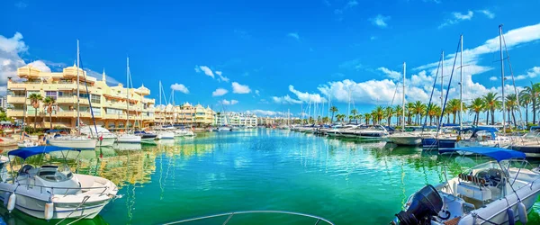Panoramatický Výhled Puerto Marina Benalmadeně Costa Del Sol Provincie Malaga — Stock fotografie