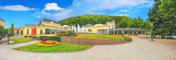 Panoramalandskap Med Historiska Byggnader Och Spa Centrum Parken Baden Bei — Stockfoto