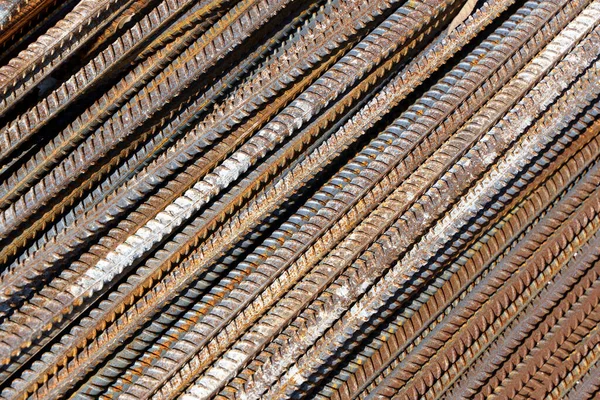 Stahlindustrie Material Stahlstangen Für Den Bau Und Fundamentbau Hintergrund Hochwertiges — Stockfoto