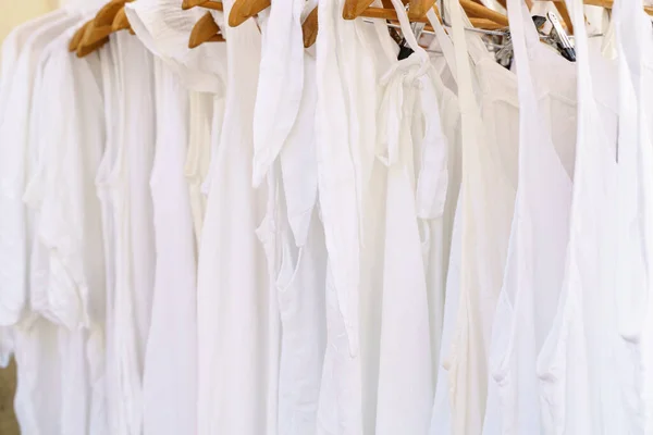 Organic Eco Clothes Hanger Home Made White Clothing Natural Processed — Stock Photo, Image