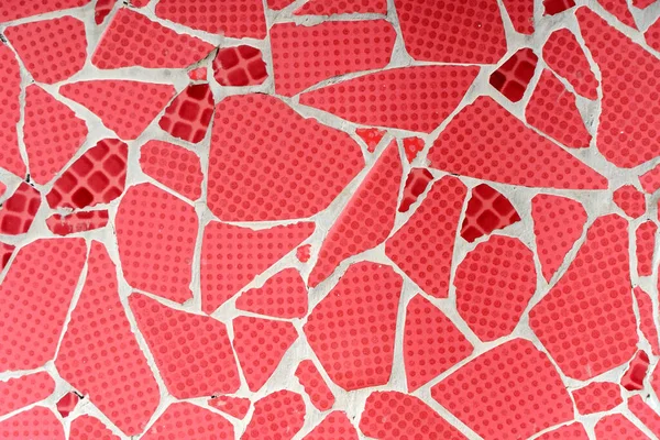 Fondo Mosaico Patrón Abstracto Rojo Azulejos Cerámica Hechos Mano Pared — Foto de Stock