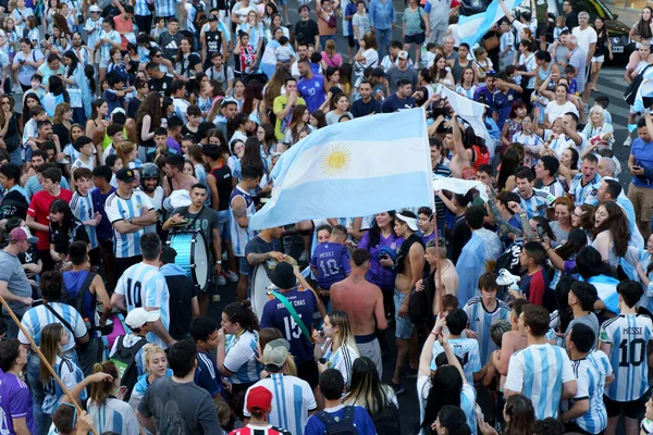 Buenos Aires Argentina Dicembre 2022 Gli Appassionati Calcio Argentini Festeggiano — Foto Stock