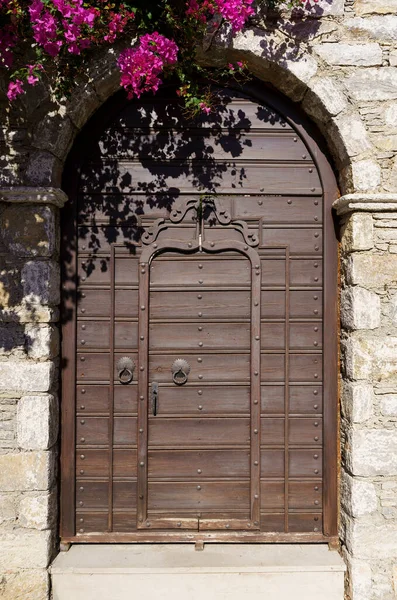 Старі Старовинні Двері Антикварний Дерев Яний Фон Дверей Замком Ручкою — стокове фото