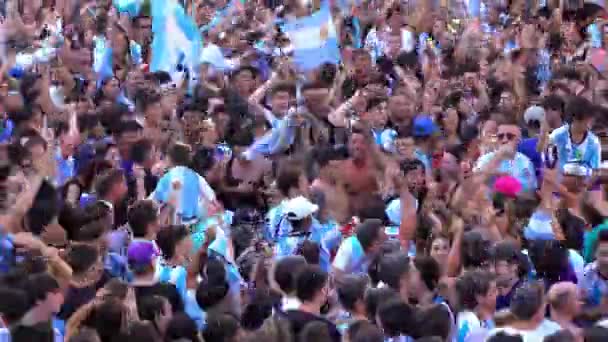 Μπουένος Άιρες Αργεντινή Δεκεμβρίου 2022 Ευτυχισμένοι Αργεντινοί Οπαδοί Του Ποδοσφαίρου — Αρχείο Βίντεο