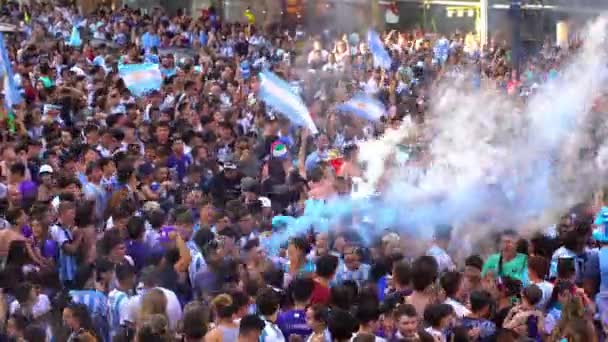 Buenos Aires Argentina Dezembro 2022 Torcedores Futebol Argentinos Felizes Comemoram — Vídeo de Stock