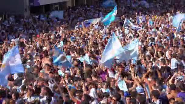 Buenos Aires Argentina December 2022 Glada Argentinska Fotbollsfans Fira Vinna — Stockvideo
