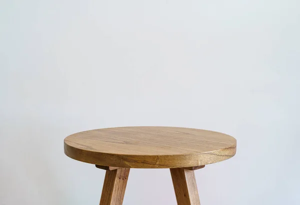 Round wooden table isolate on empty background. Wooden table surface . High quality photo
