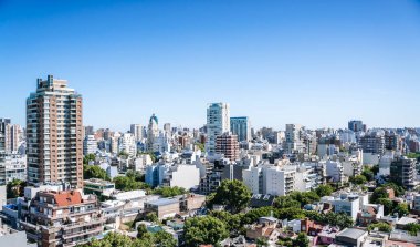 View of Buenos Aires from above. Cityscape architecture, houses and roofs of areas of Buenos Aires, Argentina. High quality photo