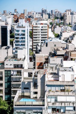 View of Buenos Aires from above. Cityscape architecture, houses and roofs of areas of Buenos Aires, Argentina. High quality photo