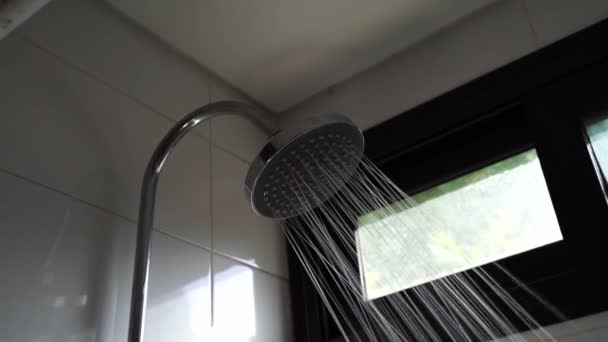 Shower Water Bathroom Flowing Water Drops High Quality Fullhd Footage — Stockvideo