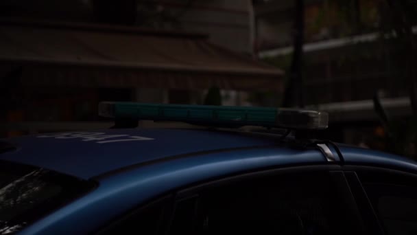 警察のパトロール車の警察のフラッシャーは夜に点滅します 高品質のフルHd映像 — ストック動画