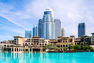 Dubai, BAE - 7 Mart 2023: Burj Khalifa, Dubai. BAE ve Dünya 'daki en uzun mimari gökdelen. Yüksek kalite fotoğraf