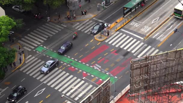 Μπουένος Άιρες Αργεντινή Απριλίου 2023 Δρόμος Της Πόλης Ανθρώπους Θολό — Αρχείο Βίντεο