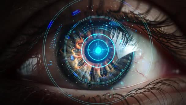 Teknologi Data Mata Beberapa Elemen Dibuat Menggunakan Gambar Yang Diperoleh — Stok Video