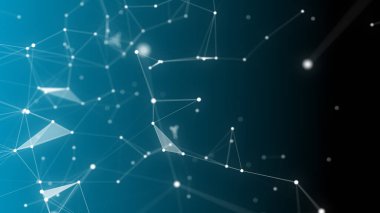 Teknoloji dijital soyut arka planı. 3d ağ parçacıkları ve pleksus dalgası. Büyük veri, bilim konsepti. - Evet. Yüksek kaliteli illüstrasyon