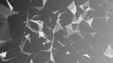 Teknoloji dijital soyut arka planı. 3d ağ parçacıkları ve pleksus dalgası. Büyük veri, bilim konsepti. - Evet. Yüksek kaliteli illüstrasyon