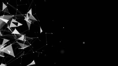 Teknoloji dijital soyut arka planı. 3d ağ parçacıkları ve pleksus dalgası. Büyük veri, bilim konsepti. - Evet. Yüksek kaliteli illüstrasyon