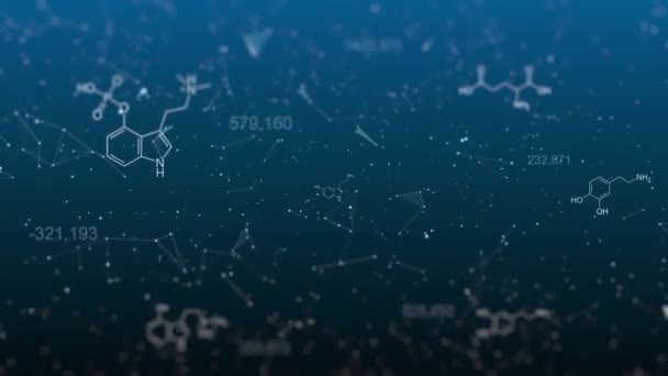 Fondo Químico Fórmulas Datos Movimiento Vacío Ciencia Tecnología Concepto Médico — Vídeo de stock