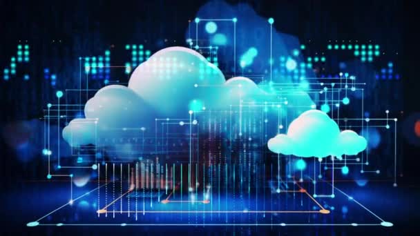 Digitální Technologie Cloud Data Business Internet Pozadí Některé Prvky Vytvořené — Stock video
