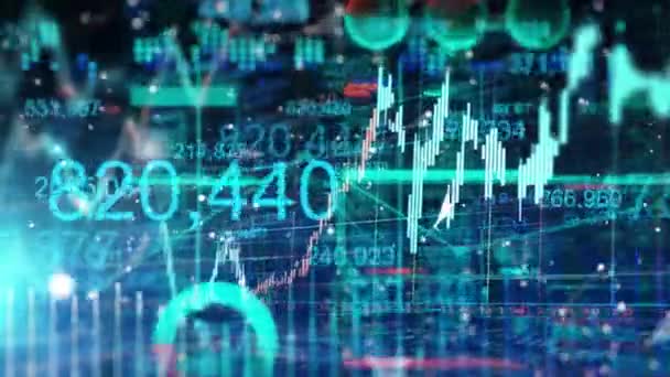 Тло Даних Стокової Діаграми Фінансовий Ринок Аналіз Концепції Зростання Грошового — стокове відео
