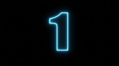 Siyah boş bir arkaplanda neon sayıları geri sayımı. Parlayan neon sayılar. Yüksek kalite 4k görüntü