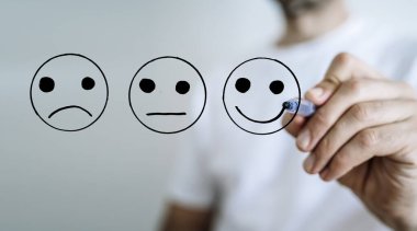 Duygusal değerlendirme ve geri bildirim konsepti. Psikoloji, duygular, ruh hali fikri. Yüksek kalite fotoğraf