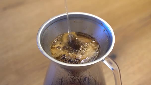 Kaffe Chemex Bryggning Bakgrund Kaffe Dricka Alternativ Bryggning Högkvalitativ Fullhd — Stockvideo