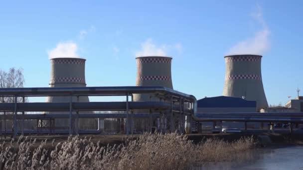 具有水蒸气的能源工厂管道厂 热暖气站优质Fullhd影片 — 图库视频影像