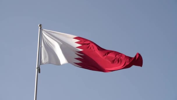 Bandeira Qatar Bandeira Nacional Emirado Árabe Catar Imagens Fullhd Alta — Vídeo de Stock