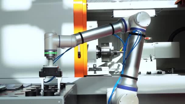 Automatyczna Frezarka Ręczna Metalu Nowoczesna Technologiczna Fabryka Części Nowoczesnej Maszynie — Wideo stockowe