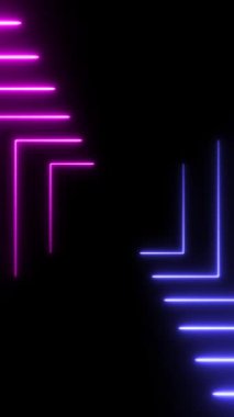 Karanlık dikey arkaplanda neon renkli kareler. Yüksek kaliteli FullHD görüntüler