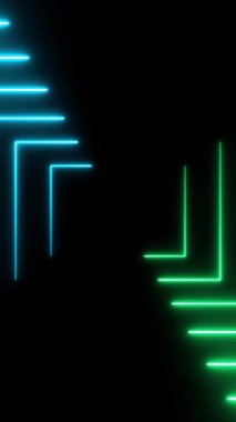 Karanlık dikey arkaplanda neon renkli kareler. Yüksek kaliteli FullHD görüntüler