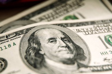 Yüz dolarlık banknotlar. Bankacılık ekonomisi para finans konsepti. Yüksek kalite fotoğraf