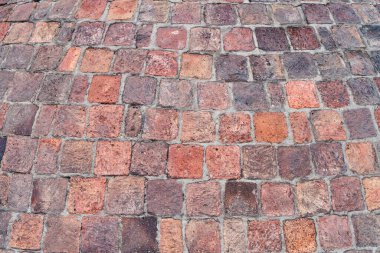 Arka planda eski tuğla kaldırım taşları var. Yüksek kalite fotoğraf