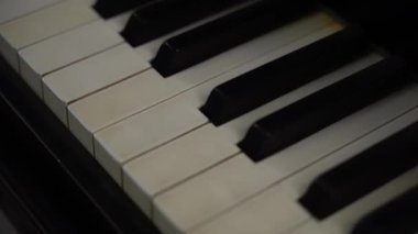 Piyano tuşları yakın plan. Piyano tuşları çalışıyor. Yüksek kaliteli FullHD görüntüler