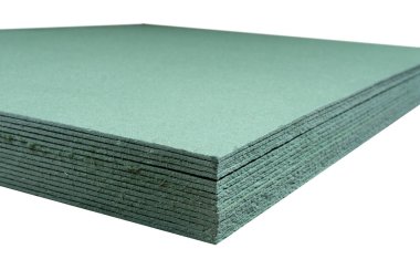 Pine Wood Fiber Underlayment Laminate Zemini Beyaz Arkaplanda İzole Edildi. Yüksek kalite fotoğraf