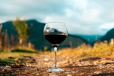 Bir bardak kırmızı şarap, güneşli üzüm bağları ve sakin kırsal bir araziye karşı zarif bir şekilde kurulmuş, Fransız ya da İtalyan kırsallarının cazibesini çağrıştırıyor. Sahne ruhun özünü yakalar.