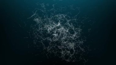 Bilimsel veri akışlarıyla titreşen dinamik ve soyut bir dijital pleksus ağı. Parlak düğümler ve bağlantı hatları, sinirsel ağlara ve gelişmiş yapay zeka sistemlerine benzeyen akıllı bir ağ oluşturur.