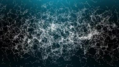 Bilimsel veri akışlarıyla titreşen dinamik ve soyut bir dijital pleksus ağı. Parlak düğümler ve bağlantı hatları, sinirsel ağlara ve gelişmiş yapay zeka sistemlerine benzeyen akıllı bir ağ oluşturur.