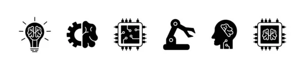 Icônes Intelligence Artificielle Ensemble Robot Ensemble Illustration Vectorielle Intelligence Artificielle — Image vectorielle