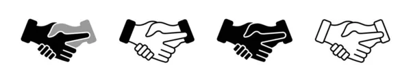 フレンドリーな握手アイコンセット 異なるスタイルのビジネス合意握手アイコンベクトルイラスト — ストックベクタ