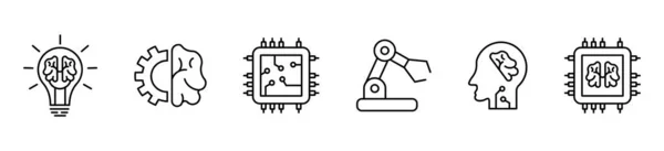 人工智能图标设置 白色背景下的一组人工智能矢量机器人 — 图库矢量图片