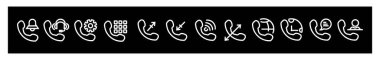 Call icon contact us logo of main mobile app. Black linear icon symbol phone mobile  out incoming,icons for design on black background